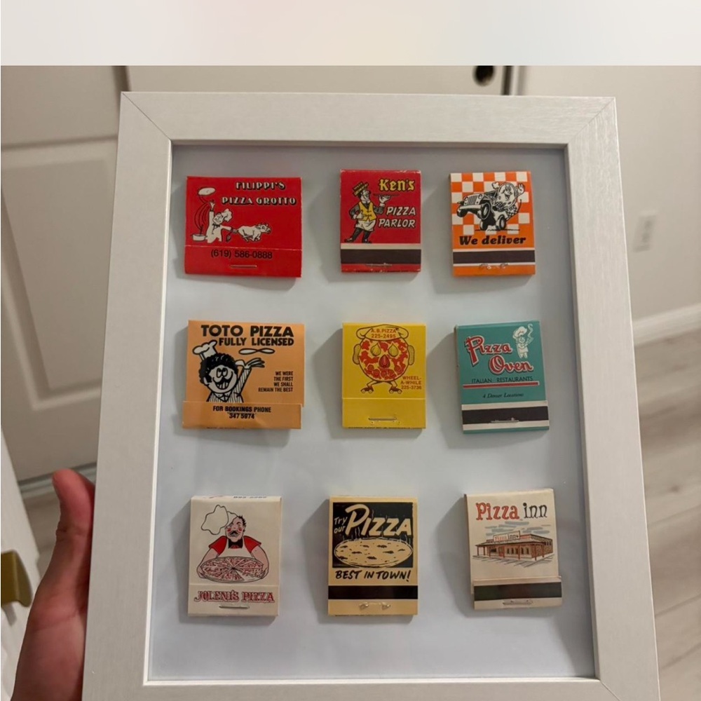 Vintage Matchbook Collection in White Frame